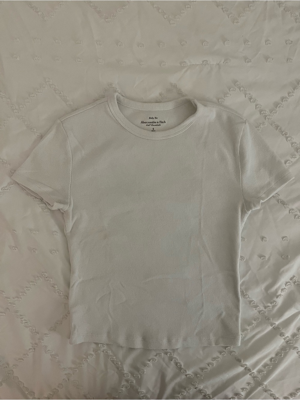 Abercrombie & Fitch Cream Ribbed Baby Tee